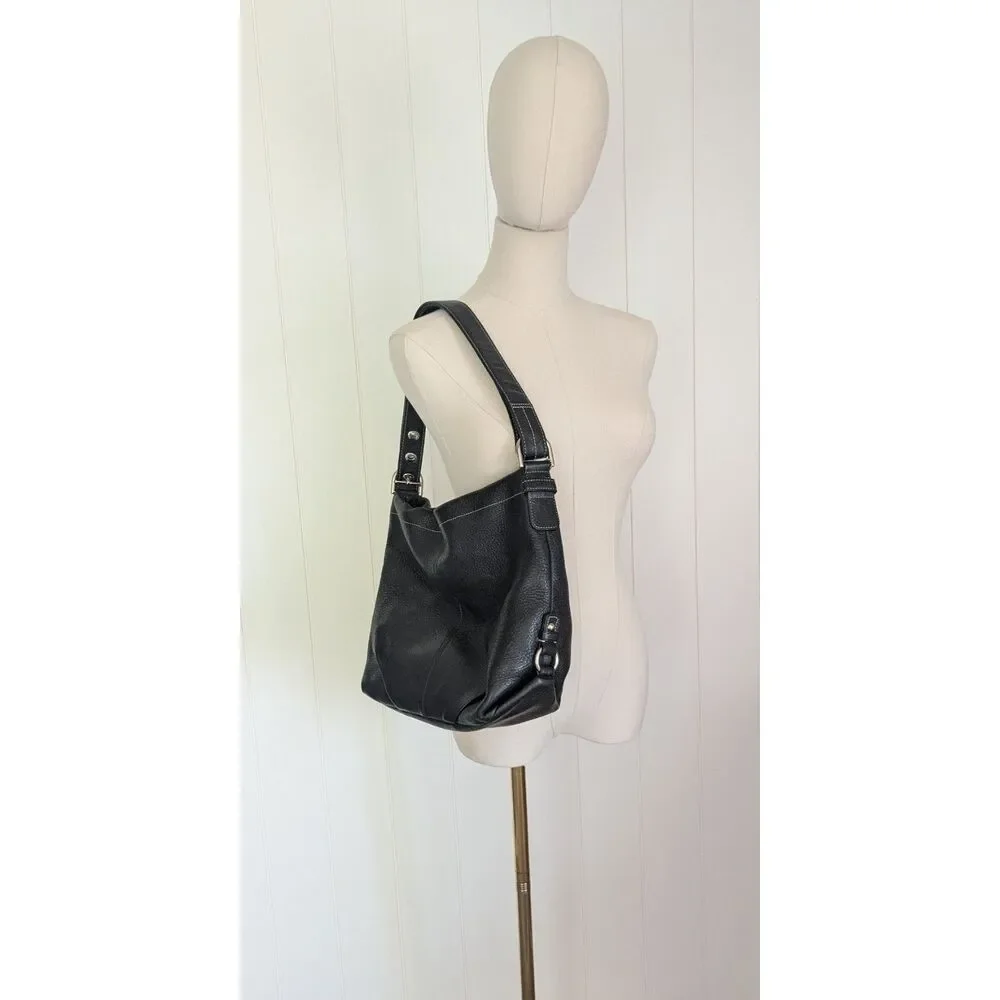Coach | Bags | Coach F564 Black Pebbled Leather Hobo Duffle